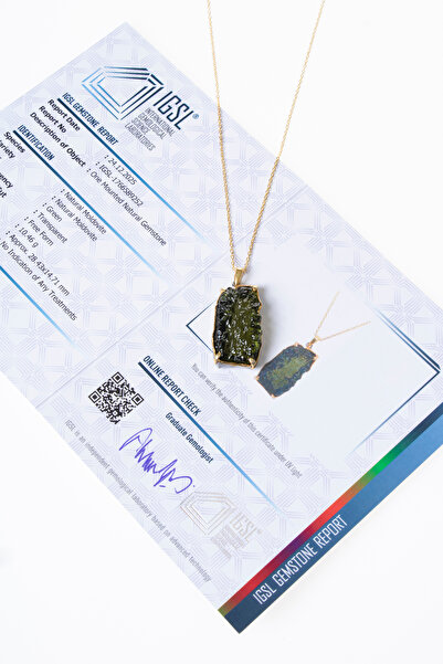 OSMANLI DOĞAL TAŞ Sertifikalı Özel Tasarım Moldavit Taşı Gümüş Kolye 3 (S.K. ...