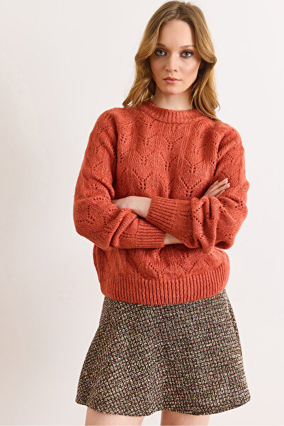 Olalook Women's Tile Lace-Like Knit Soft Textured Knitwear Sweater Kzk-19001053