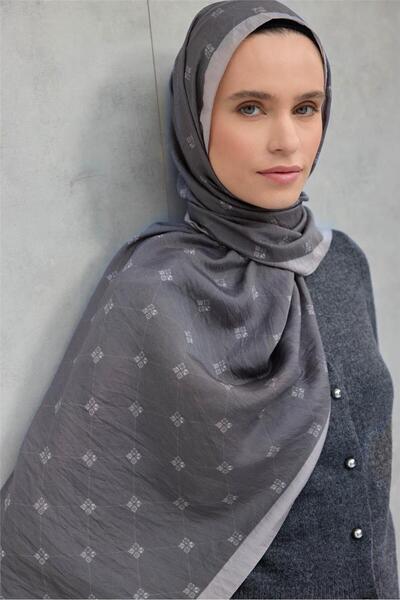Silk Home Olinda Şal Monogram Desen Füme 75*195