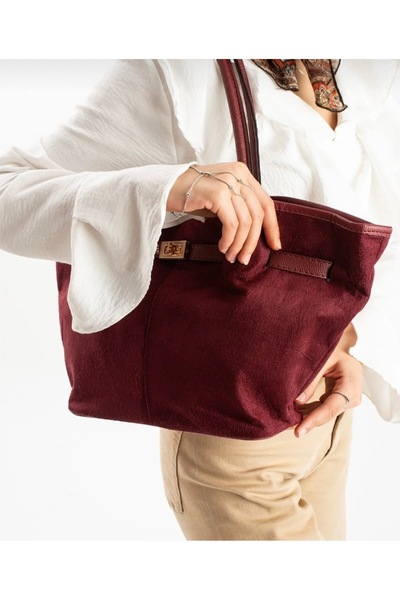 selma demir Burgundy Women's Vintage Suede Shoulder Bag