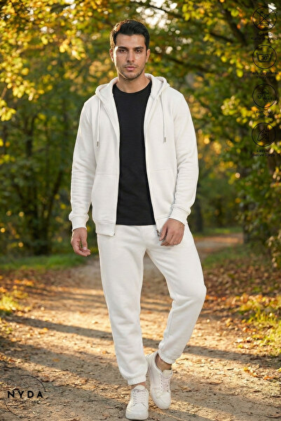 Nyda Collections Men's Fleece-Lined Oversized Cotton Hooded Jacket and Elasti...