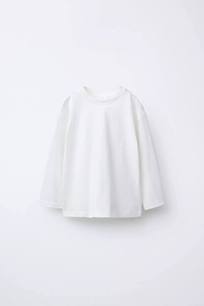 Zuma Kids Unisex Çocuk Beyaz Uzun Kollu Pamuklu Basic Tişört