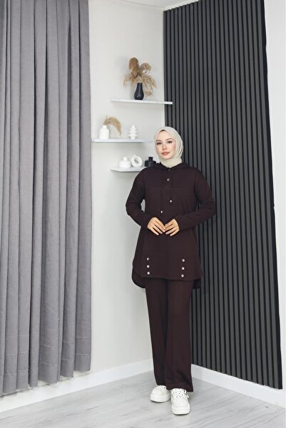 GÖZDE GİYİM Modal Double Suit Cap Hooded with Embroidery