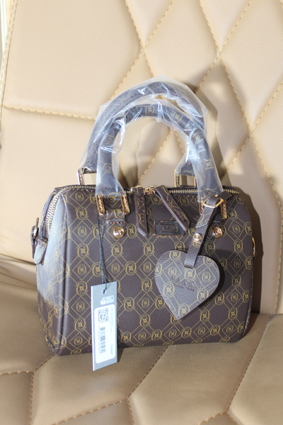 Yama Yagi 20 cm Women's Brown Monogram Pattern Hand and Shoulder Bag