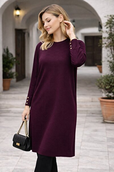 Fresh&Moda Women's Transitional Honeycomb Pattern Long Plus Size Knitwear Swe...