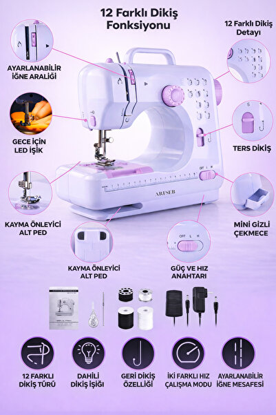 Arfseb Ev Tipi Çok Fonksiyonlu 12 Programlı Dikiş Makinesi