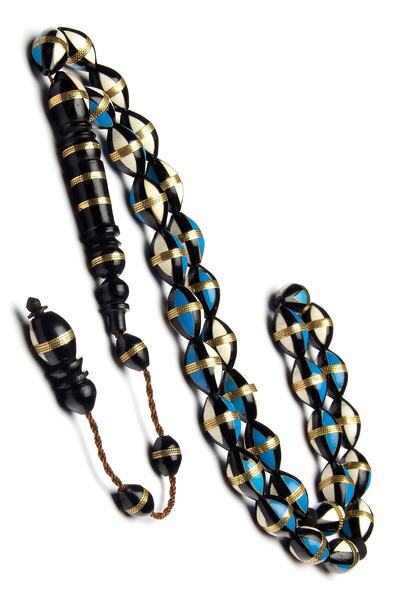 EHİNOS نظام شرابة زرقاء وبيضاء مطلية بالمينا 7 × 11 مم مسبحة كوكا ملفوفة