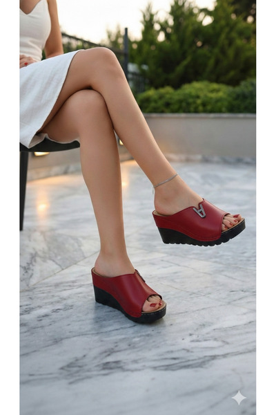 Deniz Terlik Women's Platform Wedge Heel Stylish Daily Slippers