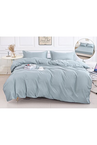 trendyhome DAMASK Double Bed Linen – 4 Pieces – Fitted Sheet – Cotton