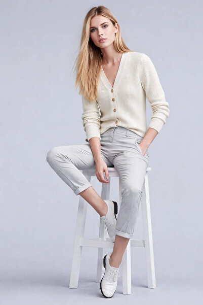 COMBİNE MİCHAİL Women's Winter Comfortable V-Neck Ecru Knitwear Sweater