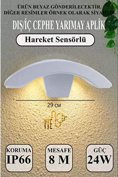 YTE Gün Işığı Sensörlü Yarımay Dekoratif 24 W Aplik Su Geçirmez İç-Dış Mekan