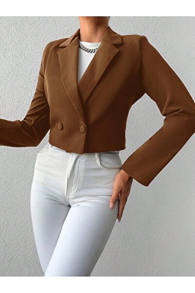 DUUE FASHİON Kadın Crop Blazer Ceket