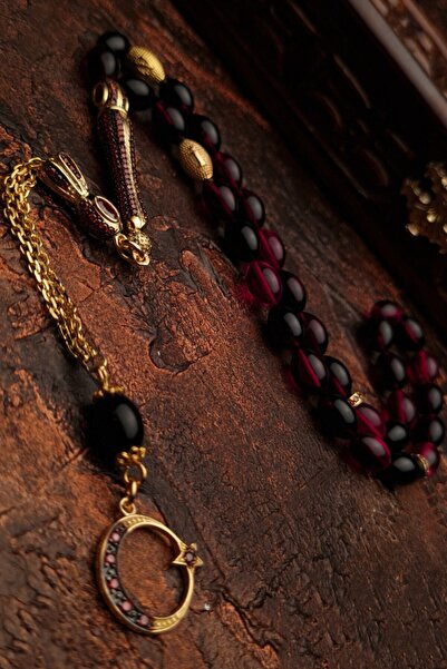 EHİNOS Gümüş Püsküllü Ateş Kehribar Tesbih, Gümüş Harfli Kehribar Tesbih, Kiş...