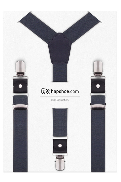hapshoe Gray Navy Blue Children's Belt Trouser Strap with Adjustable Clip