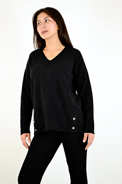 Sementa V-Neck Button Detailed Knitwear Sweater