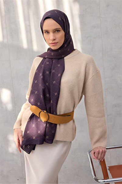 Silk Home Olinda Şal Monogram Desen Koyu Mürdüm 75x195