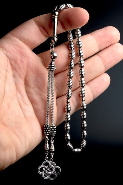EHİNOS Men's Gift Love Knot Tasseled Wrist Length Metal Rosary