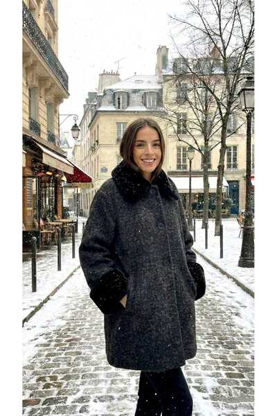 LAGRANZE Women's Fur Collar Detailed Winter Coat