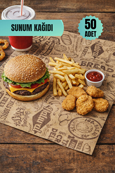 VAN VLECK 50 Adet Karışık Desenli Yağlı Sunum Kağıdı – Gıda Sunum, Hamburger,...