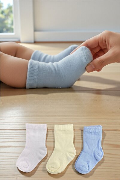 Esinti 3 أزواج من جوارب الأطفال القطنية الملونة المزخرفة للبنات والأولاد