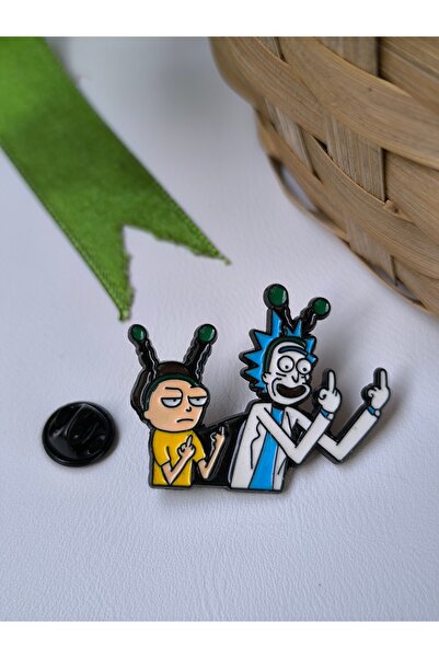 Esey Dizayn Rick And Morty Rozet Metal Broş - Yaka Rozet - Çanta Broş - Şapka...