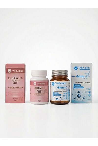 Wellvalens Collagen Tablet + Gluta C Tip 1 2 3 Kolajen, Glutatyon Vitamin C C...