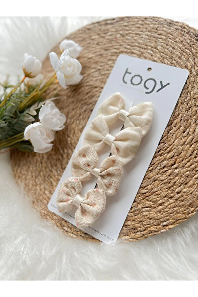 aysskids Straw Textured and Polka Dot Bow Girl's Baby Buckle Set