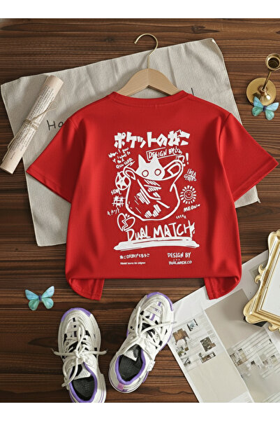 Let's Wear Dual Match Printed 100% Cotton Crew Neck Premium Tshirt for Kids