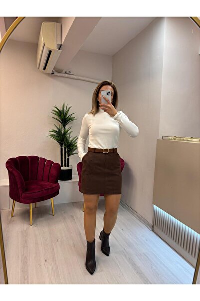 Viz10 KEMERLİ SÜET ETEK