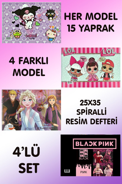 zubi 4 Pieces 25x35 Wire Picture Book Girl Models with 15 Pages