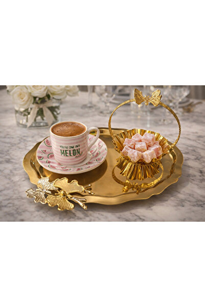 Fabrication 6-Piece Stainless Steel Oval Tea and Coffee Presentation Tray wit...