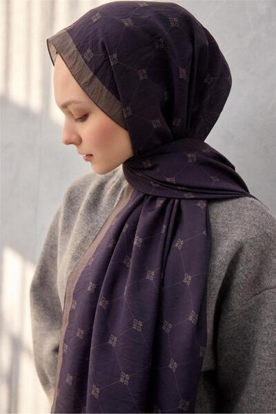 Silk Home Olinda Şal Monogram Desen Açık Kahverengi 75*195