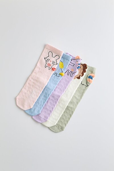 Katia&Bony Balení 5 ks dětských ponožek - zvířecí vzor a vícebarevné