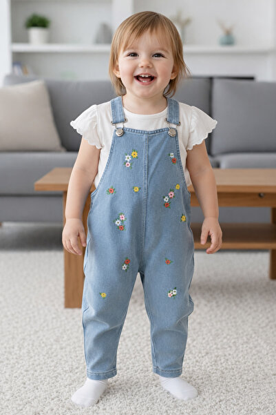 EYMİRGİYİM Floral Short Sleeve 2-Piece Salopet Jumpsuit Baby Girl Kids 6-9 Mo...