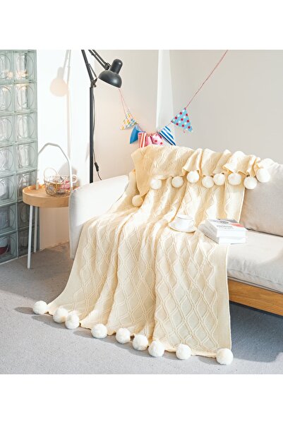 trendyhome Pătură Tricotată Premium 160x200 cm – Groasă, Elegantă, cu Ciucuri...