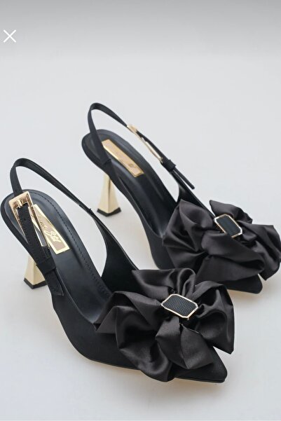 yezy shoes Pantofi cu toc pentru femei cu detaliu de toc auriu cu fundă Stiletto