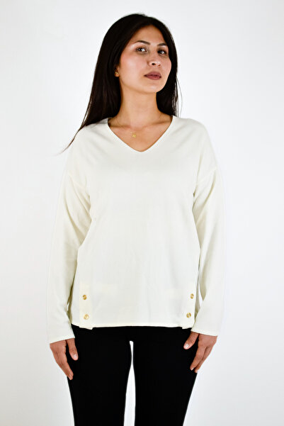 Sementa V-Neck Button Detailed Knitwear Sweater