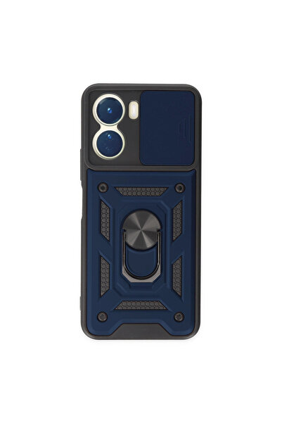 eco port Vivo Y16 Compatible Case Silicone with Pars Lens Ring - Navy Blue