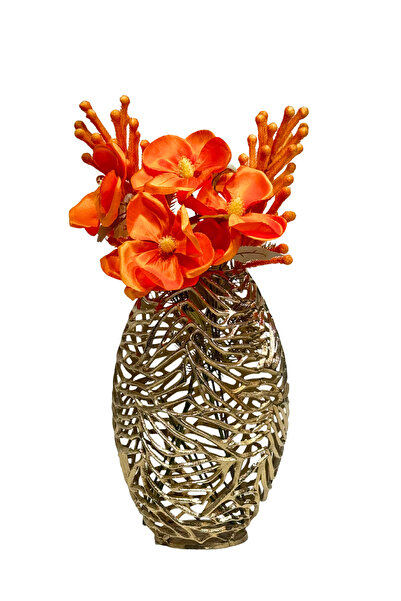 Lara Decor Gold Döküm Desenli Vazo