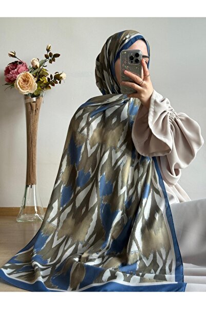 Qalortex Scarf Zebra Pattern Shawl-Indigo