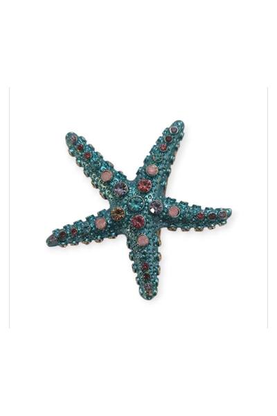 Crystal Zircon Stone Starfish Women's Brooch Size: 5*6 cm