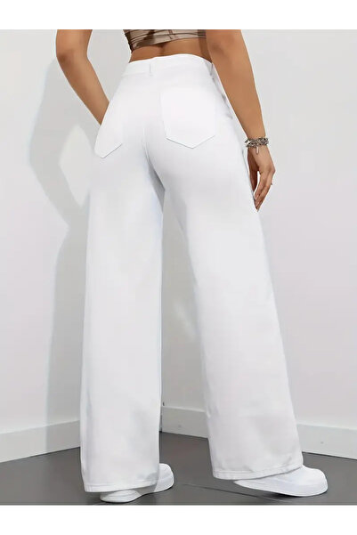 WODDİ Beeke Super High Waist Wide Leg Jeans Stretch Fabric Wide Leg Denim Pants