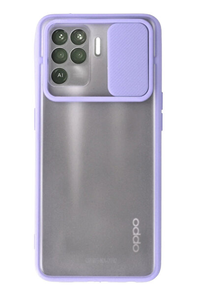 BSN STİL Bsnshop Reno 5 Lite Case Palm Frosted Camera Sliding Silicone - Lila...