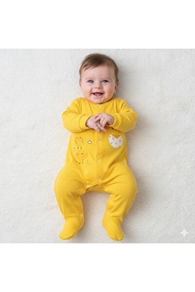 Pamira %100 Pamuk Çıtçıtlı Civciv Baskılı Tulum