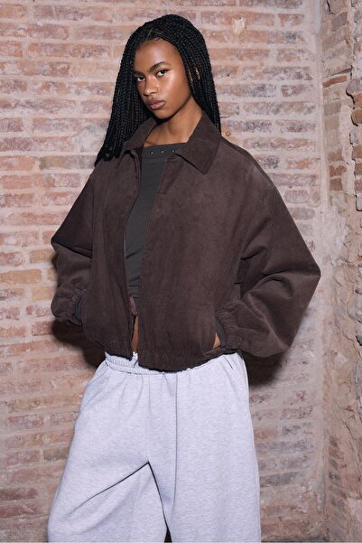 Stradivarius Kadife şişme mont