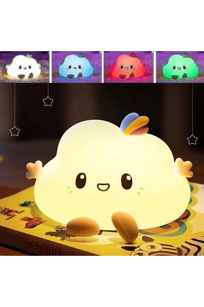 zeixpow 5 Farklı Renk Modlu Bulut Figürlü Pofuduk LED Gece Lambası–Yumuşak Do...