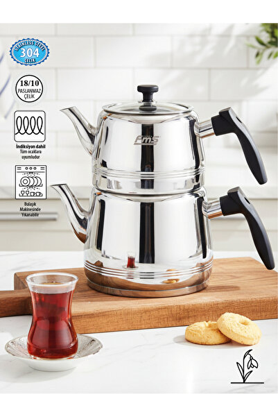 FMS Burcu Mini Çaydanlık Siyah Süzgülü |18/10 Paslanmaz | İndüksiyon Uyumlu |...