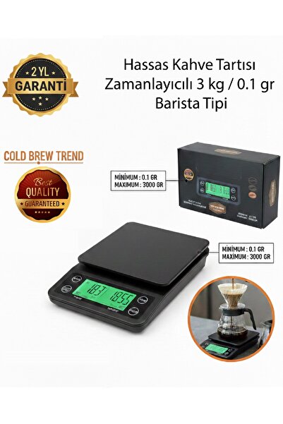 COLD BREW TREND by uğur cadırcı Dijital Kahve Tartısı - 3 kg / 0.1g Hassasiye...