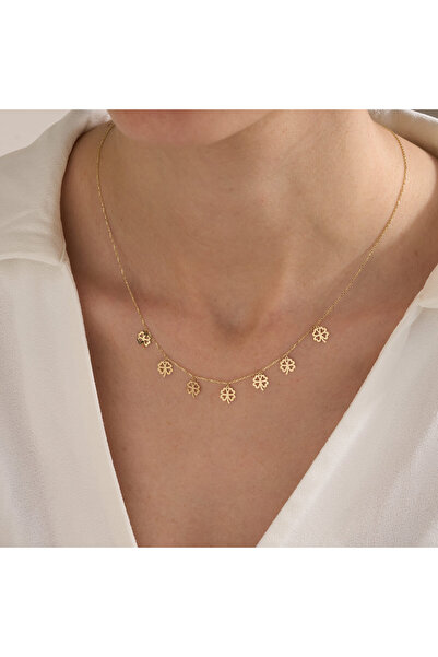 Gold Marley 14 Ayar Şans Yoncası Altın Kolye