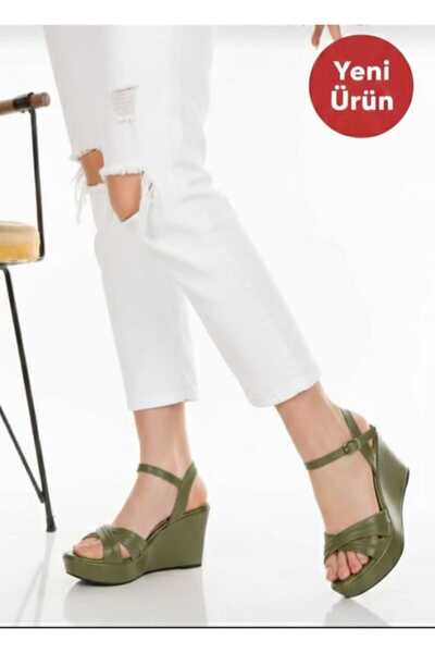 AYDOĞDU by ünal Nude Summer Wedge Heeled Cross Strap Women's Shoes -520